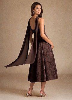 Azazie Lorain Mother of the Bride Dresses Ganache A-Line Pleated Floral Burnout Dress image6