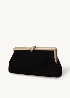 front Elegante, met strass verfraaide fluwelen handtas