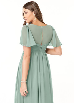 Azazie Verna Maternity Bridesmaid Dresses A-Line V-Neck Ruched Chiffon Floor-Length Dress image6