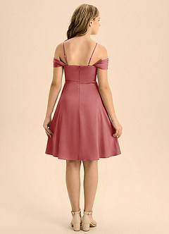 Azazie Anselie Junior Antique Rose A-Line Pleated Stretch Satin Dress image2