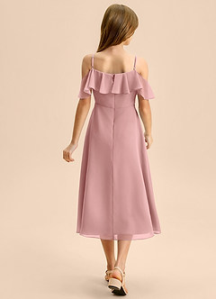 Azazie Kamilla Junior Vestido de Rosa Polvorienta de Gasa de Corte en A con Vestidos sin tirantes image2