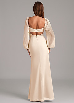 Azazie Brixley Bridesmaid Dresses White Alabaster Mermaid Long Sleeve Chiffon Dress image2