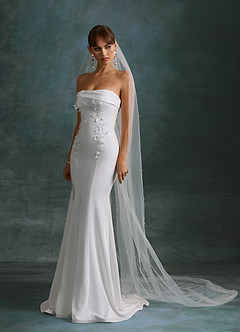 Azazie Katniss Robes de mariée Robe Sirène en Crêpe Dos Satin Bustier Diamant Blanc Champagne image3