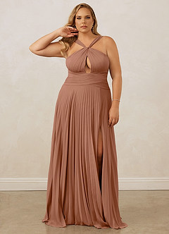 Christian Siriano Bridal for Azazie 1009 Bridesmaid Dresses Bronzer A-Line Pleated Chiffon Dress image11
