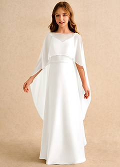 Azazie Fishie Junior Formal Flower Girl Dresses Ivory A-Line Matte Satin Dress image5