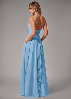 Azazie Amalia Bridesmaid Dresses Powder Blue A-Line Pleated Chiffon Dress image2