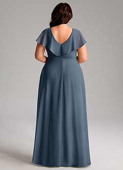 Azazie Lainey Bridesmaid Dresses Neptune A-Line with Pockets Chiffon Dress image2