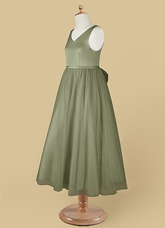 Azazie Marybell Abiti da Ragazza di Fiori Abito A-Line in Tulle Fiocco Pistacchio image11