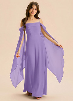 Azazie Moana Junior Linia A Pofałdowany Szyfon Długość podłogi Młodsza druhna Sukienka image1