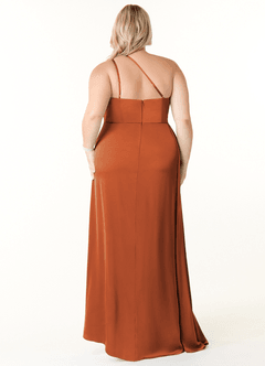 Azazie Maron Brautjungfernkleider A-Linie Eine Schulter Stretch-Satin Kleid Kanel image8