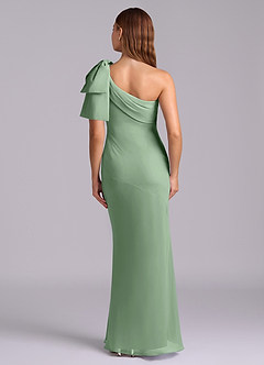 Azazie Yuanna Bridesmaid Dresses Matcha Mermaid One Shoulder Chiffon Dress image2