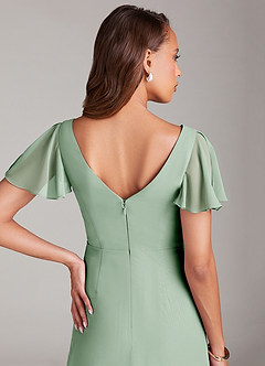 Azazie Soren Bridesmaid Dresses Agave A-Line Ruched Chiffon Dress image7