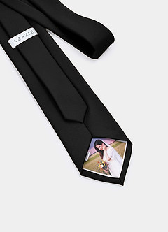 front 무광 새틴 소재의 맞춤 사진 넥타이 - 개인 맞춤형 넥타이