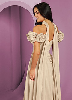 Barbie ♥ Azazie Jurken voor bruidsmeisjes Converteerbaar Jurk van Chiffon met A-Lijn Off the Shoulder Champagne image19