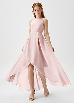 Azazie Lizette Junior Blushing Pink A-Line Pleated Chiffon Dress image1