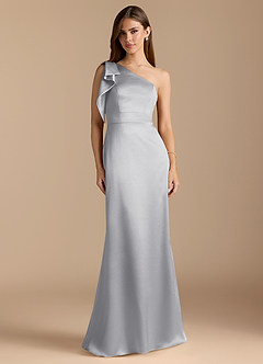 Azazie Rinna Robes de demoiselle d'honneur Robe Sirène en Satiné métallisé Rayé Argent image1