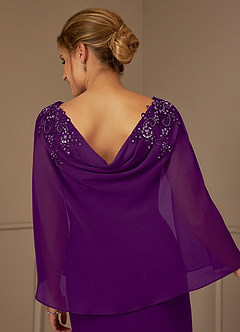Azazie Carmela Mother of the Bride Dresses Grape Sheath Lace Chiffon Dress image11