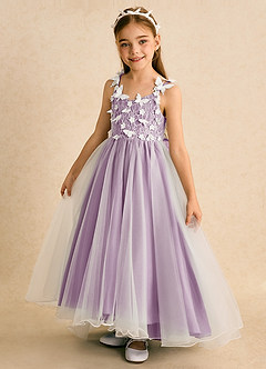 Azazie Darlina Flower Girl Dresses Ivory Wisteria Ball-Gown Lace Tulle Dress image9