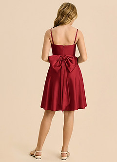 Azazie Bear Junior Pomegranate A-Line Sweetheart Neckline Stretch Satin Dress image2