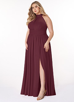 Azazie Iman Bridesmaid Dresses Cabernet A-Line A-Line Ruched Chiffon Dress image10