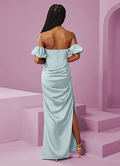 Barbie ♥ Azazie Jurken voor bruidsmeisjes Converteerbaar Jurk van Stretch Satijn met Kolom Off the Shoulder De Nevel image9