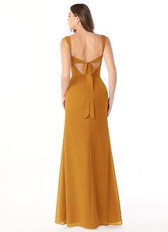 Azazie Audre Final Sale Butterscotch Mermaid Pleated Chiffon Dress image2