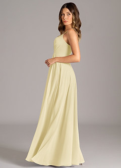Azazie Amani Bridesmaid Dresses Lemon Sorbet A-Line Pleated Chiffon Dress image3