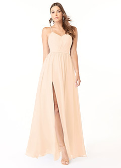 Azazie Cora Bridesmaid Dresses Pearl Pink A-Line Pleated Chiffon Dress image2