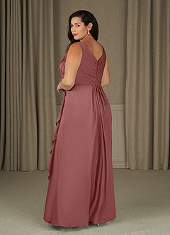 Azazie Evy Mother of the Bride Dresses Desert Rose A-Line Pleated Stretch Chiffon Dress image7