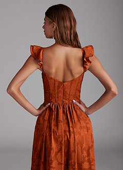 Azazie Denisse Robes de demoiselle d'honneur Robe Trapèze en Blumen-Burnout Rayé Paprika image6