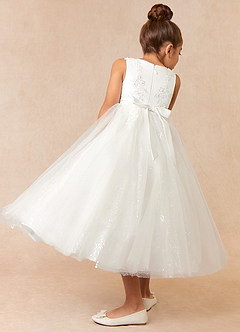 Azazie Pippi Flower Girl Dresses Diamond White Ball-Gown Lace Tulle Dress image4