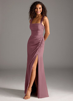 Azazie Jesaphine Bridesmaid Dresses Amethyst Sheath Bow Chiffon Dress image1