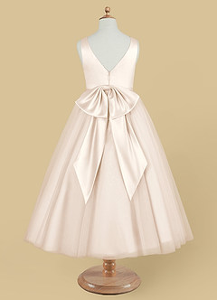 Azazie Marybell Flower Girl Dresses White Alabaster A-Line Bow Tulle Dress image6