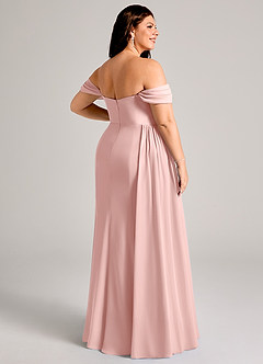 Azazie Amyra Robes de demoiselle d'honneur Robe Fourreau Convertible en Mousseline de soie Épaules dénudées Rose Poudré image13