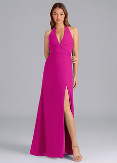 Azazie Odie Bridesmaid Dresses Fuchsia A-Line Chiffon Dress image4