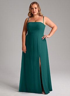 Azazie Wren Bridesmaid Dresses Peacock A-Line Side Slit Chiffon Convertible Dress image14