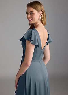 Azazie Omari Brautjungfernkleider A-Linie Stretch-Satin Kleid Zwielichtviolett image3