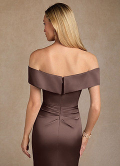 Azazie Laredo Kleider für die Brautmutter Meerjungfrau-Linie Schulterfrei Stretch-Satin Kleid Ganache image13