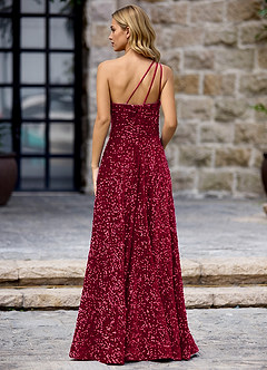 Opulent Burgundy Velvet Sequins Prom Dress image6