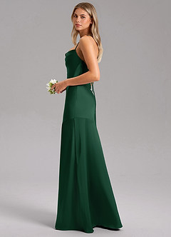 Azazie Grata Bridesmaid Dresses Dark Green Sheath Side Slit Stretch Satin Dress image5