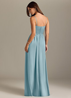 Azazie Calianna Bridesmaid Dresses Moody Blue A-Line Off the Shoulder Stretch Satin Convertible Dress image2