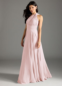 Azazie Charlize Bridesmaid Dresses Blushing Pink A-Line One Shoulder Chiffon Dress image4