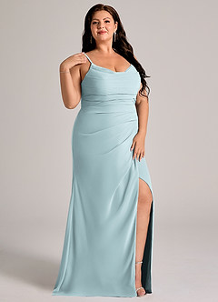 Azazie Deandra Bridesmaid Dresses Mist Mermaid Pleated Chiffon Dress image11