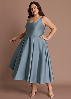 Olivia Powder Blue Pleated Midi Dress image8