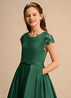 Azazie Bunny Girl Robe Demoiselle D'honneur Fillette Robe Princesse en Dentelle Vert Foncé image4