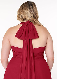 Azazie Fifi Brautjungfernkleider Wandelbar A-Linie Schulterfrei Chiffon Kleid Scharlachrot image14