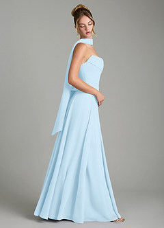 Azazie Gabriela Robes de demoiselle d'honneur Robe Trapèze en Mousseline de soie Corset Bleu Ciel image3