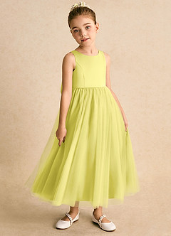 Azazie Solia Abiti da Ragazza di Fiori Abito Principessa in Tulle Fiocco Canarino image4