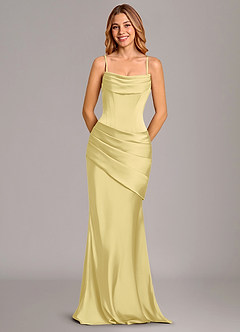 Azazie Pelagia Vestidos de madrinha de casamento Vestido Sorvete De Limão de Cetim elástico de sereia com Espartilho image6