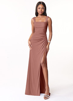 Azazie Jesaphine Bridesmaid Dresses Cedar Rose Sheath Ruched Mesh Dress image5